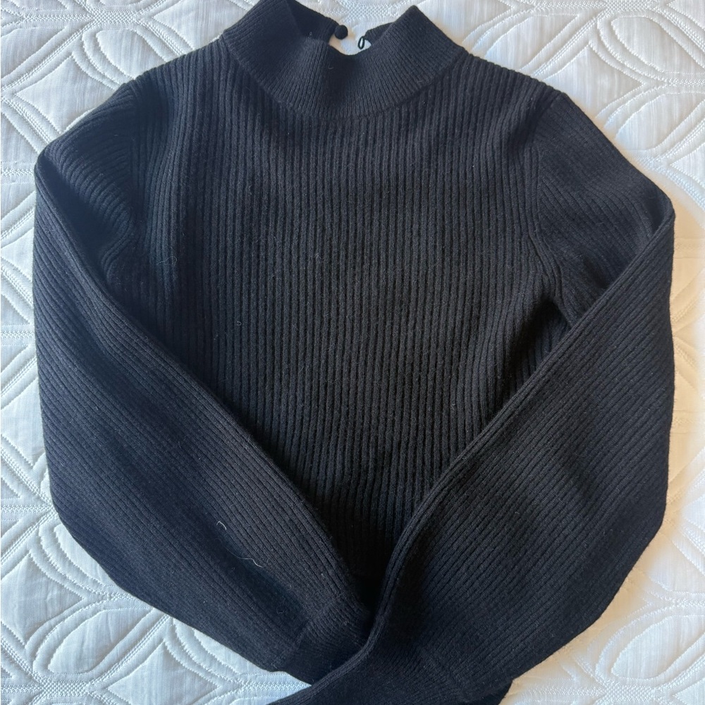 Reformation Black Ribbed Turtleneck Top